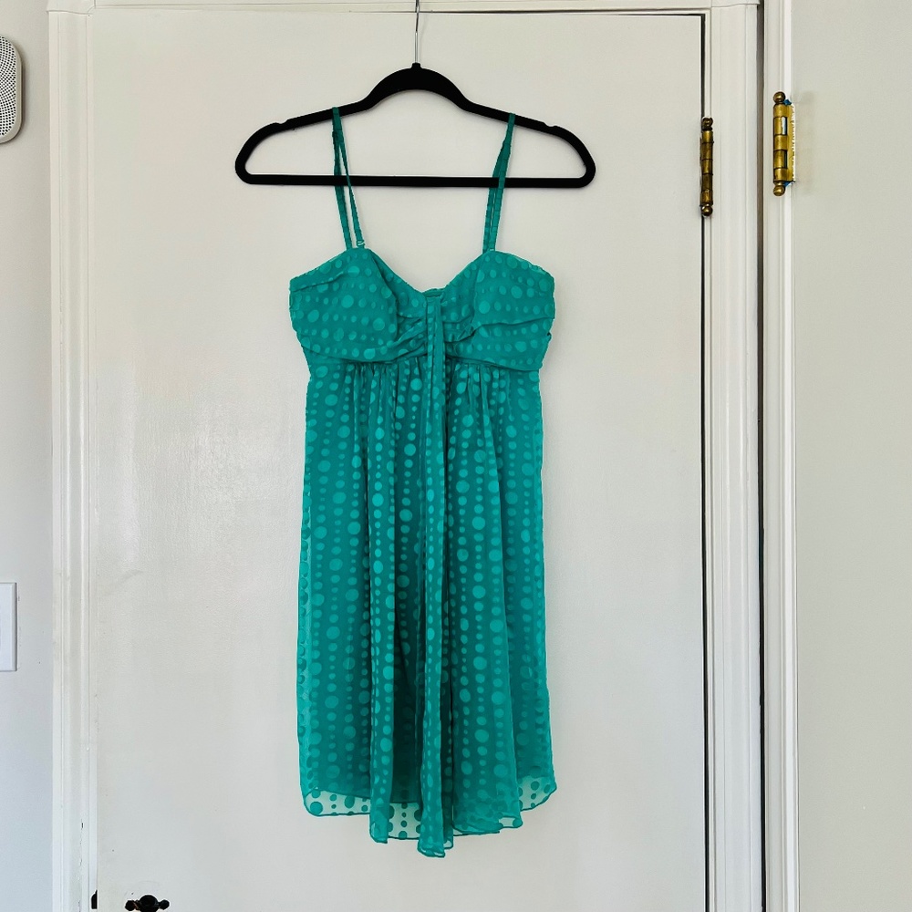 Vintage Rare Turquoise Aquamarine Blue Polka Dot Graphic Art Deco Babydoll Revol